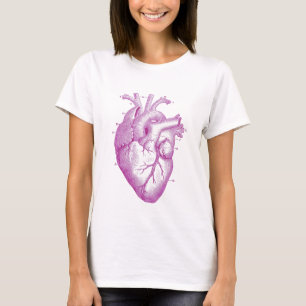 Lila Vintage-Herzanatomie T-Shirt