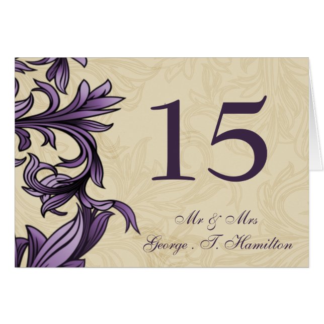 Lila Vintage Hochzeit von Elfenbein (Vorderseite (Horizontal))