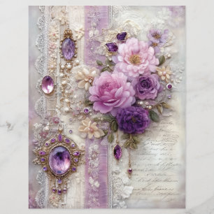 Lila Vintage-Junk-Journal-Schrappbuch-Papier