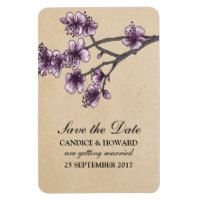 Lila Vintage Kirschblüten Save the Date