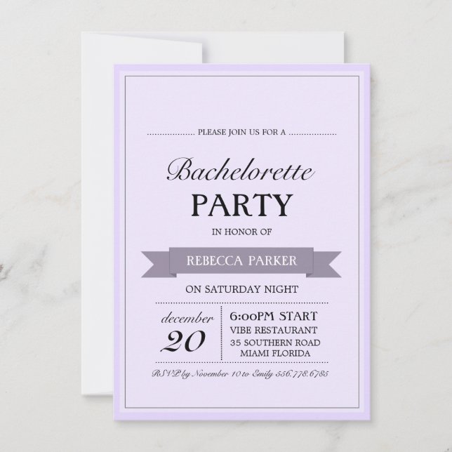 Lila Vintage Poster Bachelorette Einladung (Vorderseite)