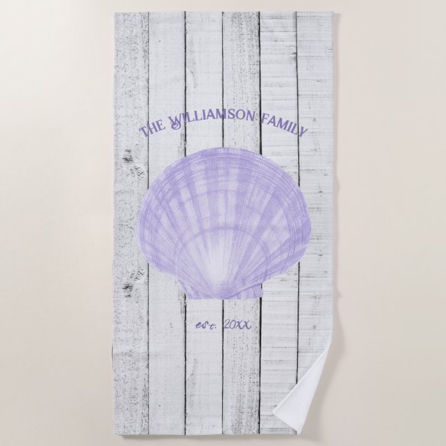 Lila Vintage Scallop Muschel Badetuch (Vorderseite)