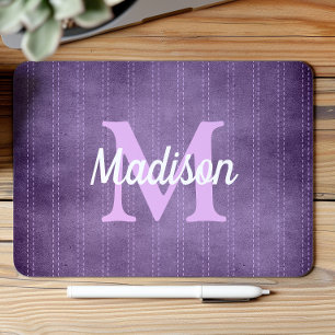 Lila Vintage-Streifen Retro-Lilamonogramm Mousepad