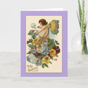 Lila Vintage-Valentinstagskarte Feiertagskarte