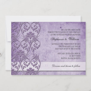 Lila Vintager Blumenwirbel Einladung zur Hochzeit