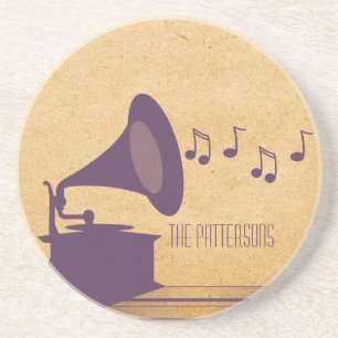 Lila Vintager Gramophon Untersetzer