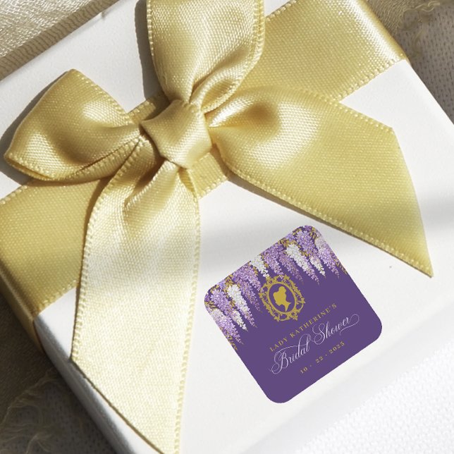 Lila Vintages Brautparty Quadratischer Aufkleber (Von Creator hochgeladen)