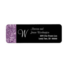 Lila Vintages Monogramm W Hochzeitsschwarz Hinterg