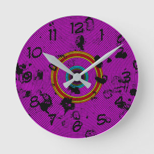 Lila Vinyl Disk Textur Muster Runde Wanduhr