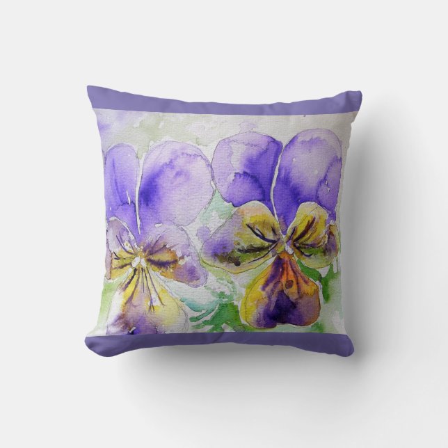Lila Viola Blume Blumenkissen Kissen (Vorderseite)