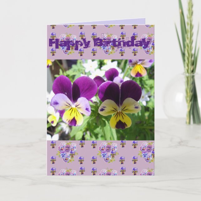 Lila Viola Pansy Hübsch Garden Foto Kunst Karte (Vorderseite)