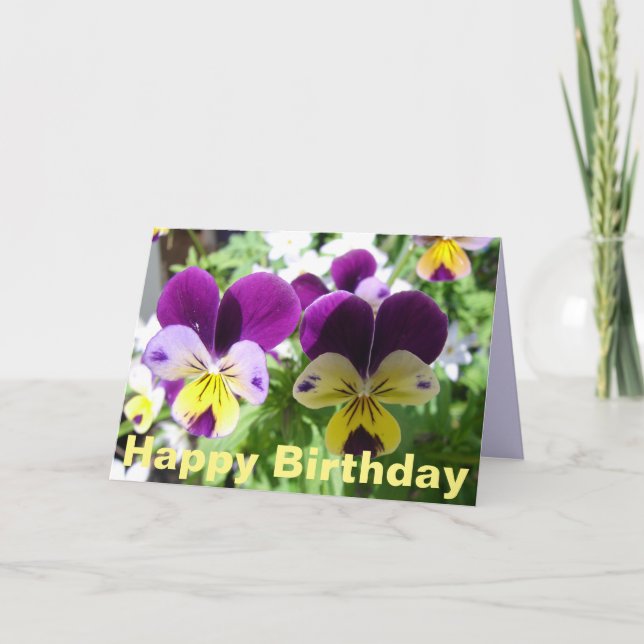 Lila Viola Pansy Hübsche Blume Blumenkarte Karte (Vorderseite)