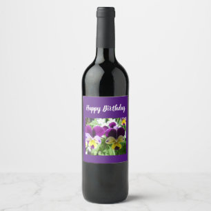 Lila Viola Pansy Hübsche Blume Blumenkarte Weinetikett