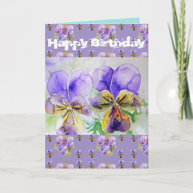 Lila Viola Pansy Kunstrasenkarte Karte (Vorderseite)