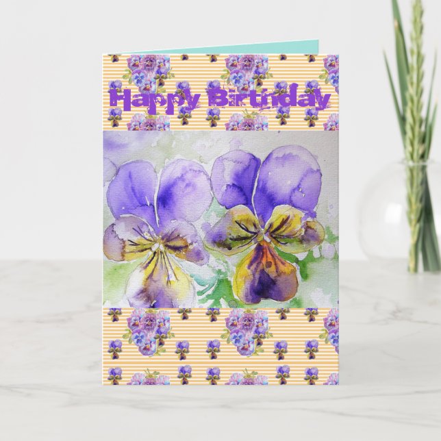 Lila Viola Pansy Kunstrasenkarte Karte (Vorderseite)