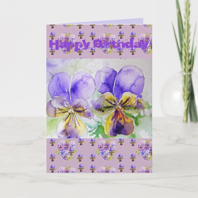 Lila Viola Pansy Kunstrasenkarte Karte (Vorderseite)
