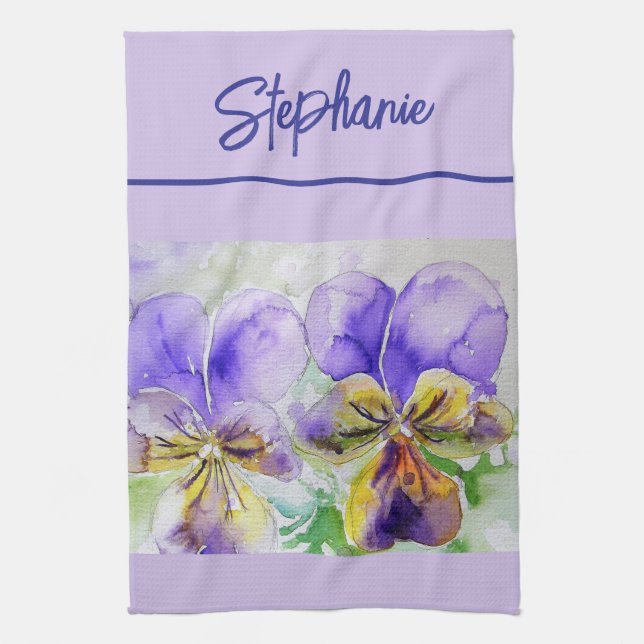 Lila Viola Watercolor Womens Lavender Lilac Geschirrtuch (Vertikal)
