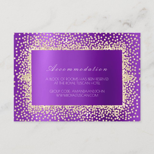 Lila Violet Crystal Wedding Hotel Unterkunft Begleitkarte (Vorderseite)