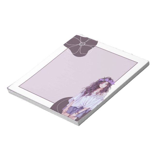 Lila Violet Einfache Niedliche Anime Boho Notepad Notizblock (Rotiert)