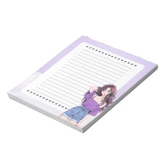 Lila Violet Einfache Niedliche Anime Boho Notepad Notizblock