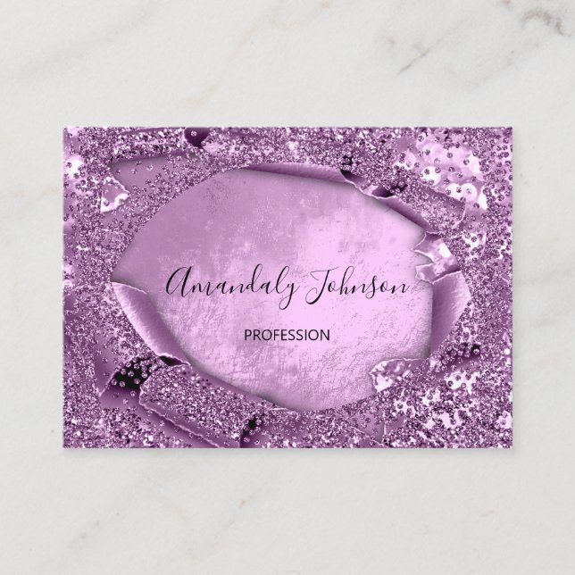 Lila Violet Glitzer Confetti Makeup Artist Vip Visitenkarte (Vorderseite)