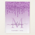 Lila Violet Glitzer Tropfen Girly Monogram 2021 Planer<br><div class="desc">Modern Glam Lila Violet Lavender Plum Glitzer Tropfen Girly Feminine Luxury Monogram Script Name 2021 Planer</div>