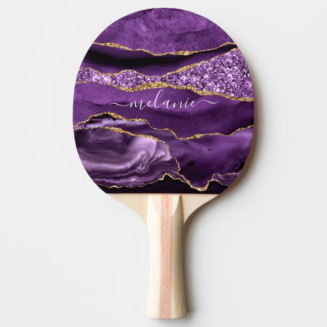 Lila Violet Gold Individuelle Name Ping Pong Paddl Tischtennis Schläger (Vorderseite)