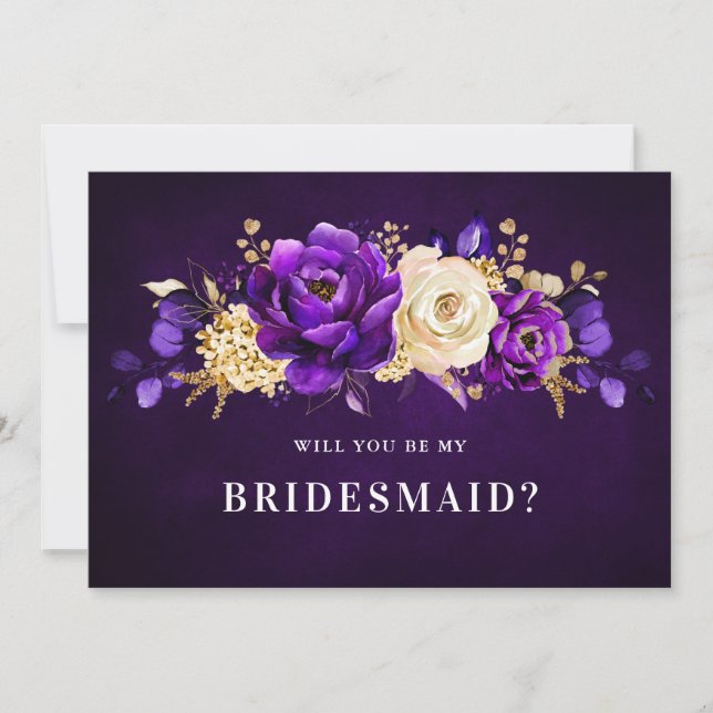 Lila Violet Gold wird meine Bridesmaid sein Einladung (Vorderseite)