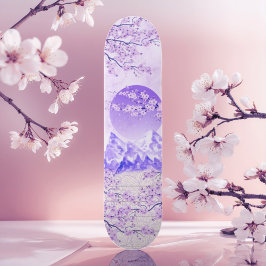 Lila Violet Japanisch Asiatisch Cherry Blossom Moo Skateboard