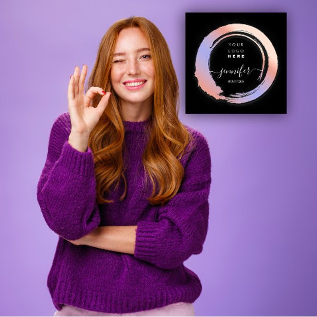 Lila Violet Minimalismus Custom QR LOGO SHOP Quadratische Visitenkarte (Purple Violet Minimalism Custom QR LOGO SHOP Square Business Card)