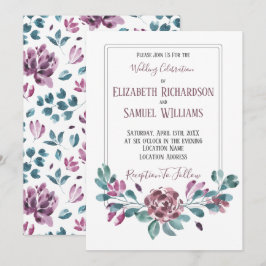 Lila Violet Peony Watercolor Hochzeit Einladung