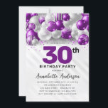 Lila Violet Silver Ballon Glitzer 30. Geburtstag Einladung<br><div class="desc">Modern Glam Lila Violet Silber Ballon Glitzer Sparkle jedes Alter Geburtstag Einladung</div>