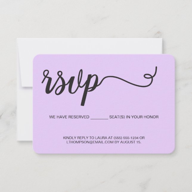 Lila Violet-UAWG ohne Mailing Reservierter Sitzpla RSVP Karte (Vorderseite)