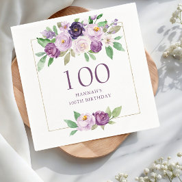 Lila | Violetflora 100. Geburtstag Serviette
