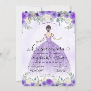 Lila Violetprinzessin Birthday Quinceanera Einladung