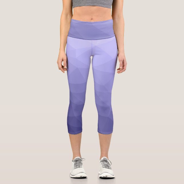 Lila violett-blaues Mesh-Omermuster Capri Leggings (Vorderseite)