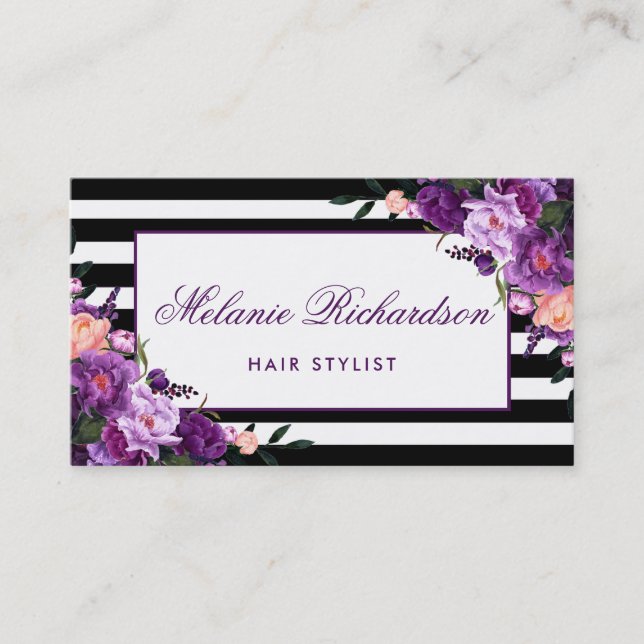Lila Violett Blumenhaar - Stylistische Ernennung S Terminkarte (Vorderseite)