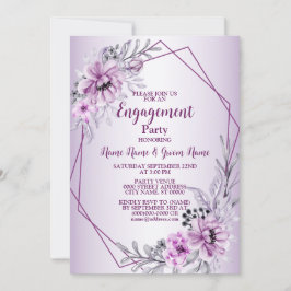 Lila Violett Moderne Einsatzpartei rosa florale Einladung