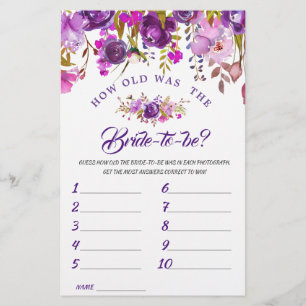 Lila Violett Peony Floral Brautparty Game