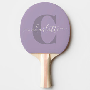 Lila Violett Personalisiertes Skript Monogramm Nam Tischtennis Schläger