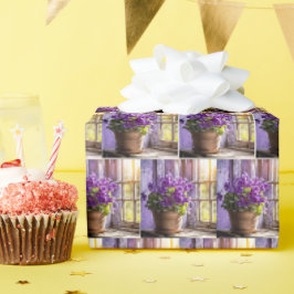 Lila Violett-Pflanze im Fenster Geschenkpapier