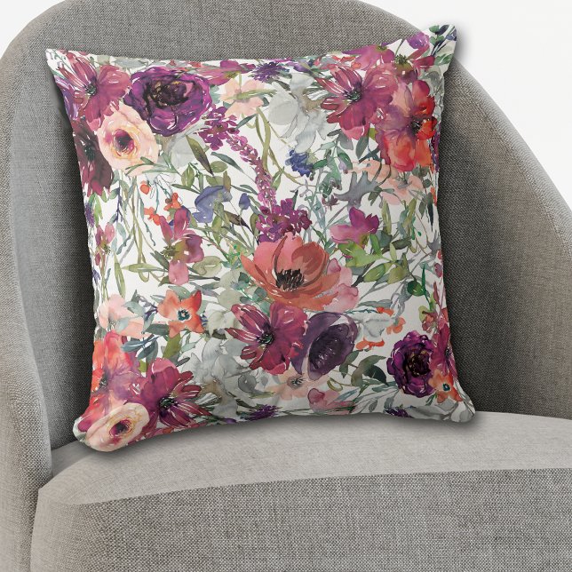 Lila Violett Pink Floral Medley Muster Kissen (Von Creator hochgeladen)