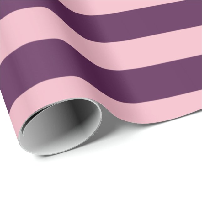 Lila Violett, rosa Streifen Geschenkpapier (Rolleneckpunkt)