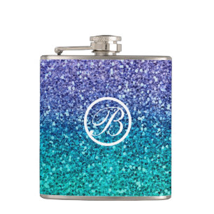 Lila Violett & Türkis Grün Funkelnder Glitter Flachmann