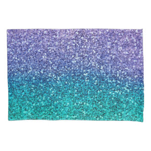 Lila Violett & Türkis Grün Funkelnder Glitter Kissenbezug