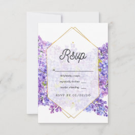 Lila Violett- und Goldene geometrische Herbariumho RSVP Karte