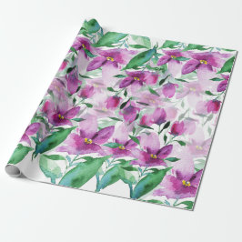 Lila Violett Wasserfarbe Blütenhandbemalt Geschenkpapier
