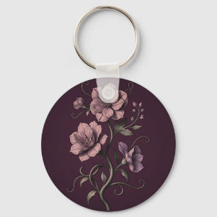 Lila violette Anemonenblume dunkle Botanik Schlüsselanhänger