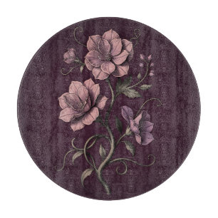 Lila violette Anemonenblume dunkle Botanik  Schneidebrett