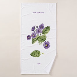 Lila violette Aquarelltücher Badhandtuch Set